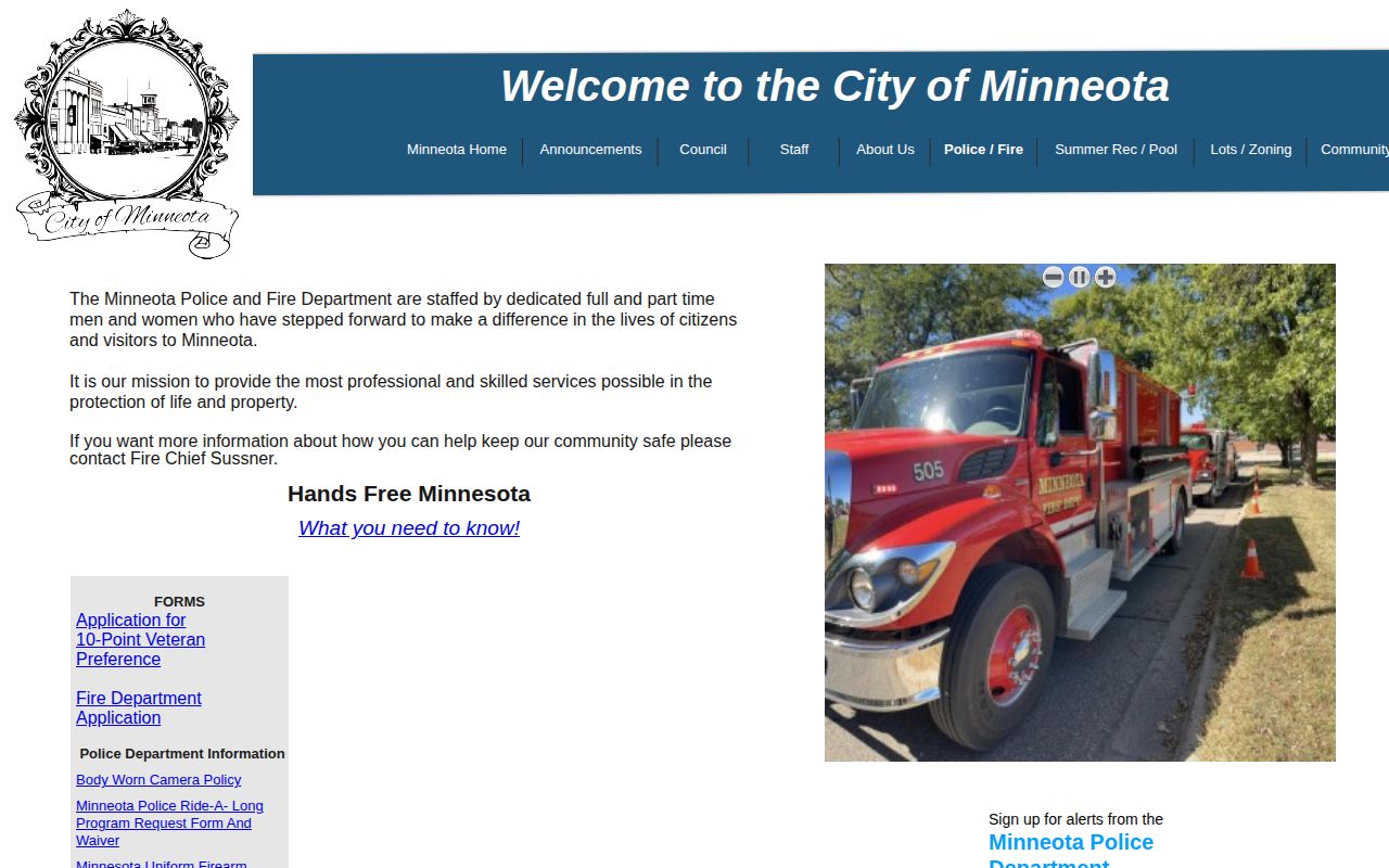 Lyon County Minneota police and fire public-safety record page
